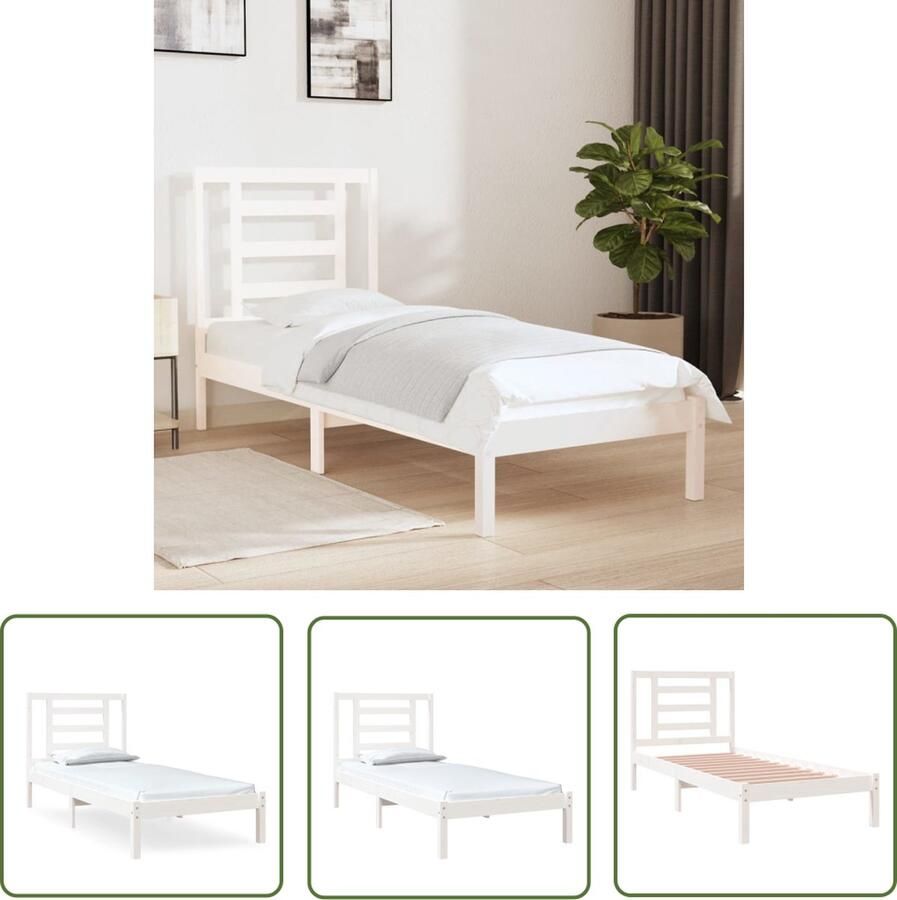 The Living Store Houten Bedframe Modern Bedroom Bedframes Afmeting- 195.5 x 80.5 x 31 cm Kleur- wit Houten Bedframe Modern Bedframe Tweepersoons Bed Enkelbed Klein Bed