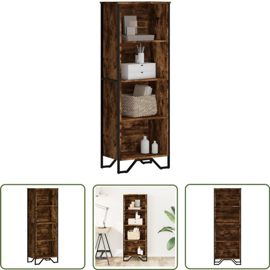 The Living Store Boekenkast 50x31x137 5 cm bewerkt hout gerookt eikenkleurig Boekenkast Modern Houten Boekenkast Boekenplank Opslagoplossing