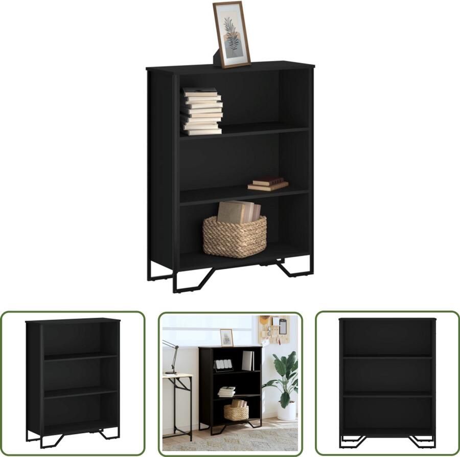 The Living Store Boekenkast 80x31x106 cm bewerkt hout zwart Boekenkast Modern Houten Boekenkast Bibliotheekkast Opslagoplossing