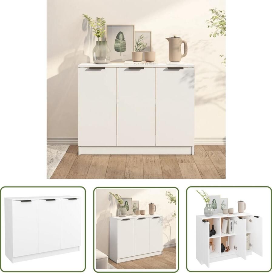 VidaXL Dressoir 90 5x30x70 cm bewerkt hout wit Dressoir Modern Dressoir Wit Dressoir Houtsoort Dressoir Opberg Dresser