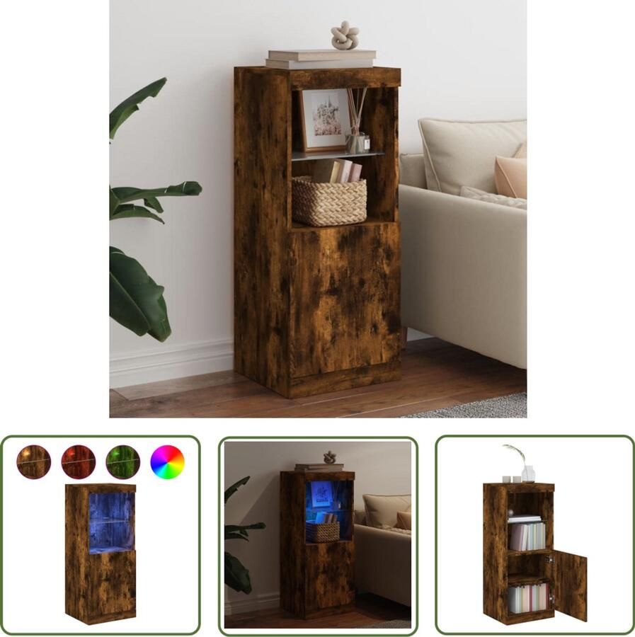 VidaXL Dressoir met LED-verlichting 41x37x100 cm gerookt eikenkleurig Dressoir Modern Dressoir Houten Dressoir Bruine Dressoir Led Verlichting