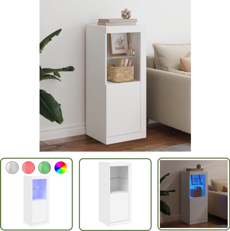 VidaXL Dressoir met LED-verlichting 41x37x100 cm wit Dressoir Modern Dressoir Houten Dressoir Wit Dressoir Led Dressoir