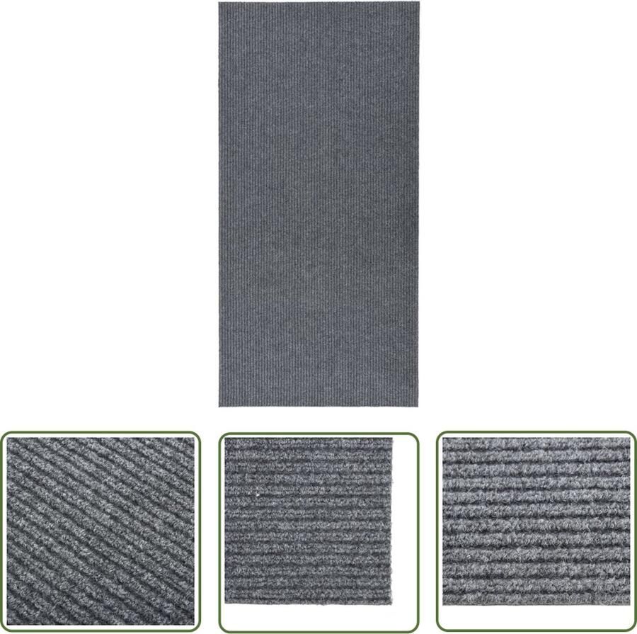 The Living Store Tapijtloper Modern Tapijt 100 x 200 cm Grijs 70% PP 30% PES Tapijtroeper Modern Tapijt Vloerkleden Hal Runner Binnen Deurmat