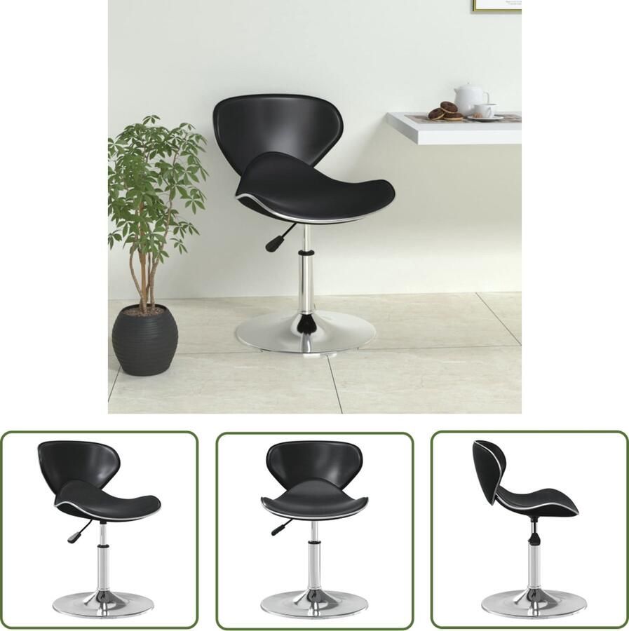 The Living Store Barkrukken Trendy en Moderne Stijl Kunstleren Bekleding Verchroomd Stalen Basis Hoogte Verstelbaar Trendy Barkruk Moderne Barkruk Kunstlederen Barkruk Zwarte Barkruk Verhogen - Foto 2