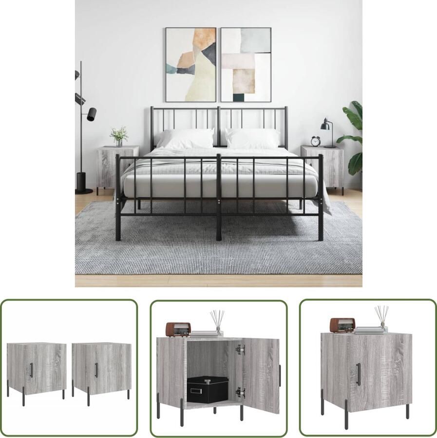 The Living Store Nachtkastjes Moderne Charme Meubelen Afmeting- 40 x 40 x 50 cm Kleur- Grijs Sonoma Eiken Nachtkastjes Moderne Nachtstand Grijze Nachtkast Houten Nachtkast Slaapkamersdecoratie - Foto 2