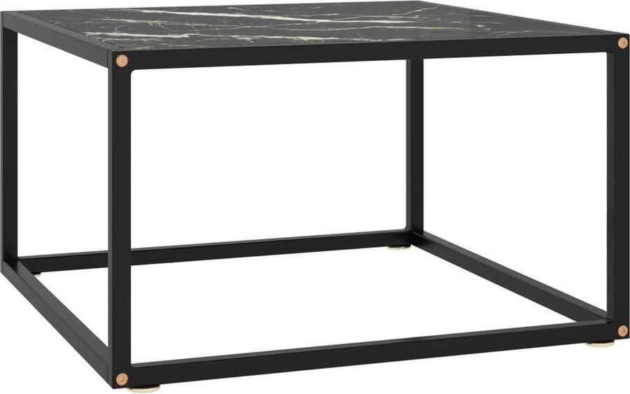 The Living Store Moderne Salontafel 60 x 60 x 35 cm Gehard glas gepoedercoat staal Salontafel Moderne Salontafel Zwarte Salontafel Houten Salontafel Glassalontafel