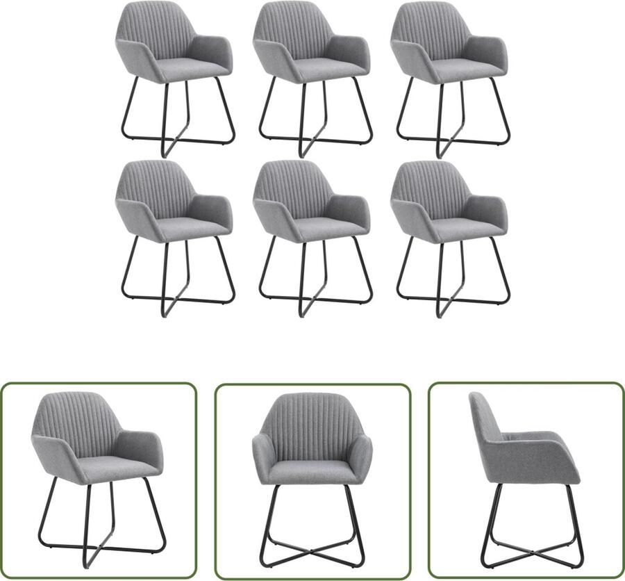 The Living Store Eetkamerstoelen 4 st stof lichtgrijs Eetkamerstoelen Licht Grijze Stoelen Design Meubels Comfortabele Stoelen Stoffen Stoelen - Foto 3