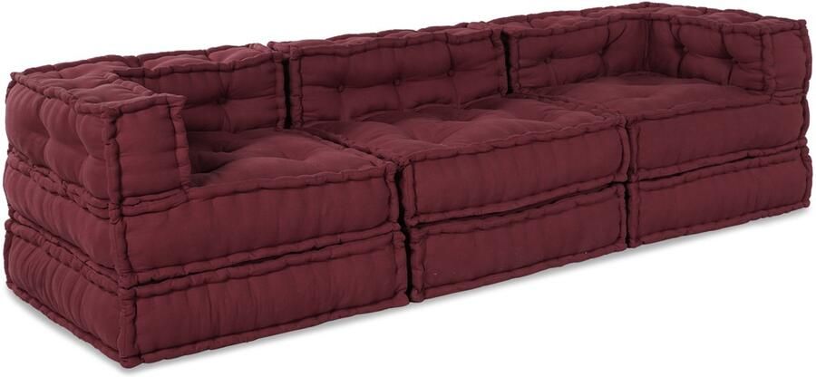 VidaXL Modulaire bank 3 pcs Bordeaux 70 x 70 x 56 cm Stof