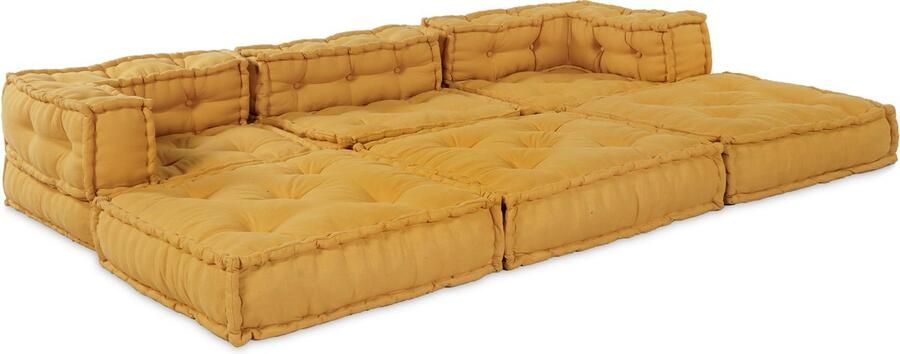 VidaXL Modulaire bank 3 pcs Geel 70 x 70 x 56 cm Stof