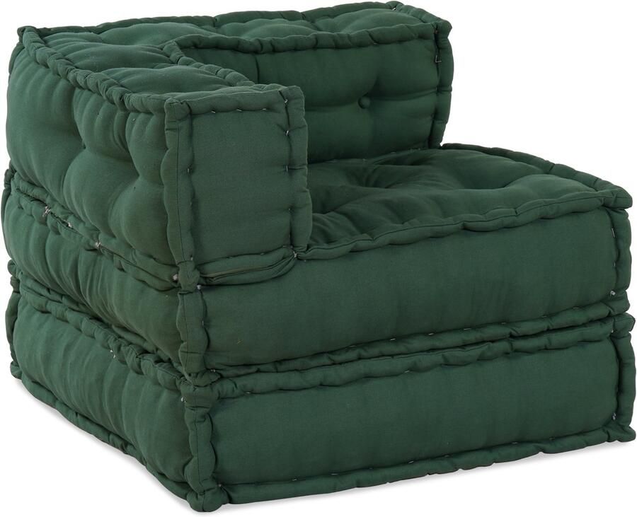 VidaXL Poef Set van 3 Groen Katoen Hoek poef 70x70x54 cm