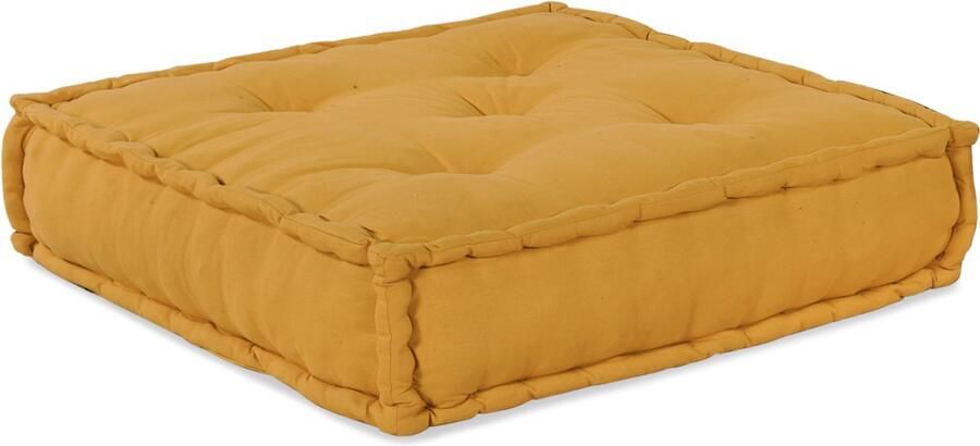 VidaXL Pouffe Set van 4 Geel Katoen Tafel pouffe 70x70x36 cm