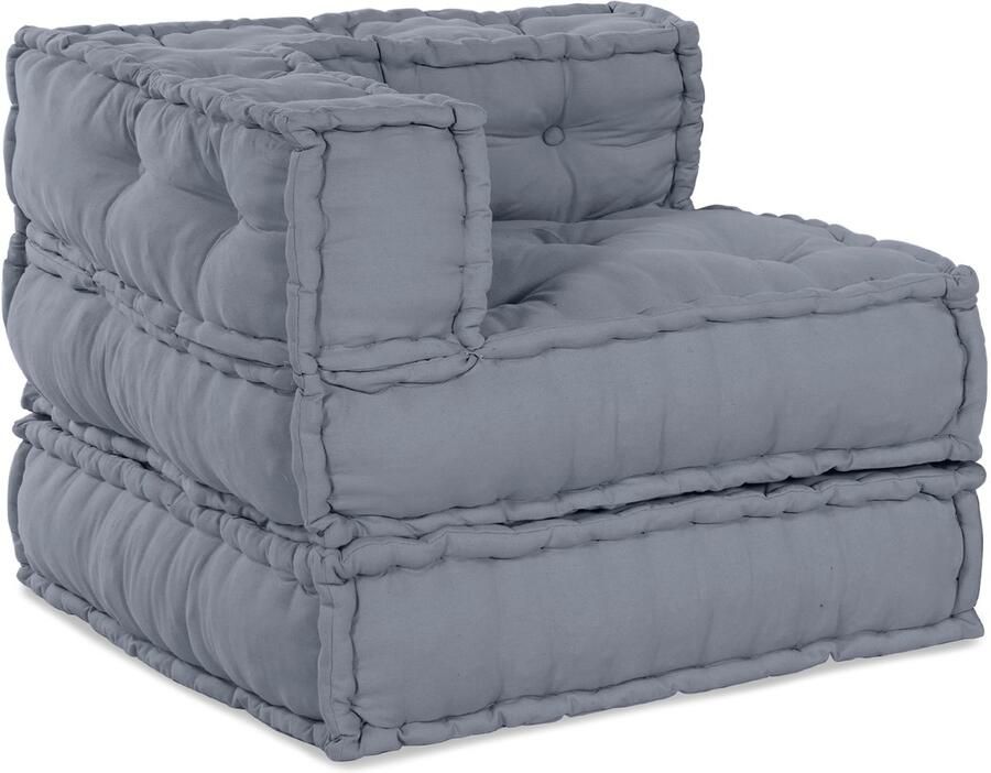 VidaXL 4-persoons modulair pouffe bank omkeerbaar in grijze stof