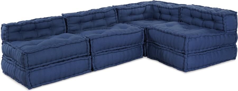 VidaXL Modulaire bank 4 pcs Indigo 70 x 70 x 56 cm Stof