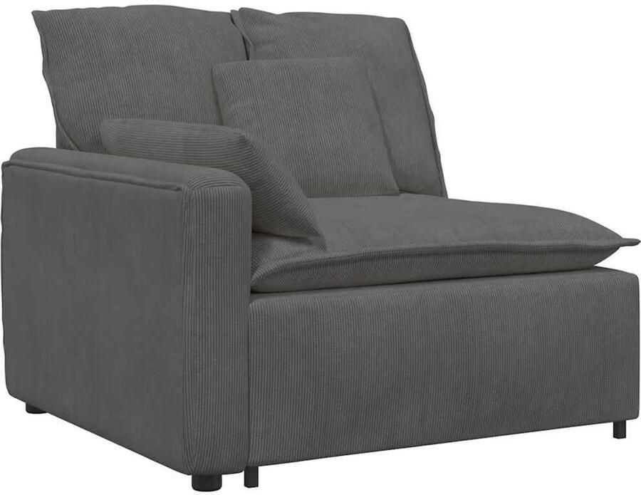 VidaXL Modulaire bank Armleuning eindmodule met kussens 100 cm