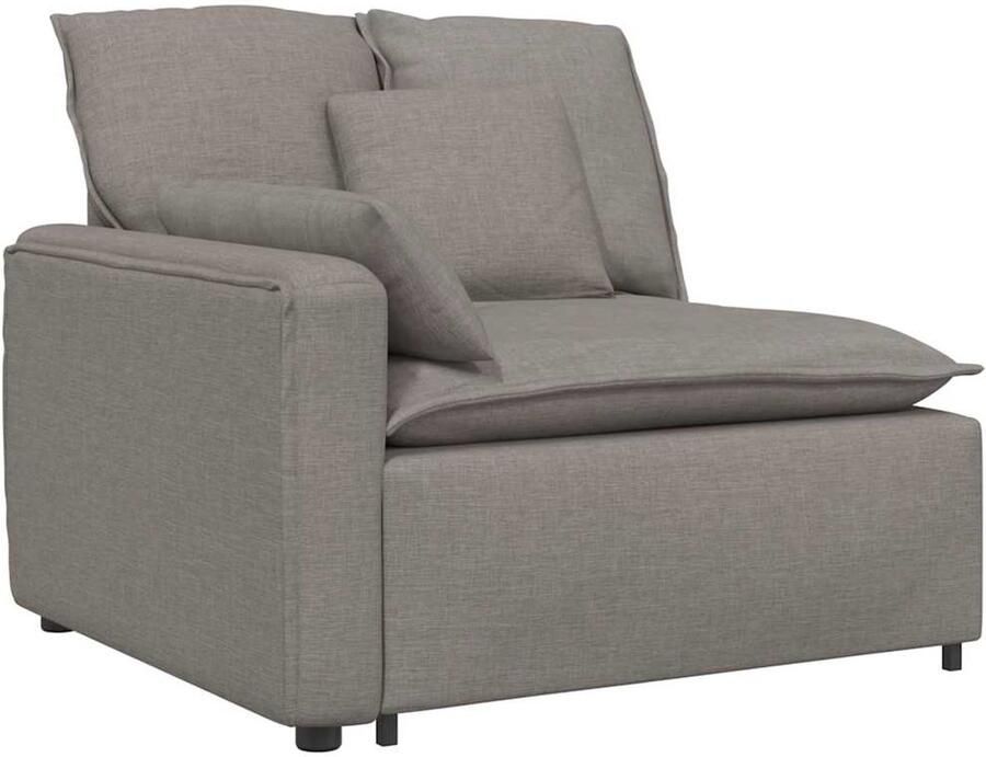 VidaXL Modulaire bank Armleuning eindmodule met kussens 100 cm taupe