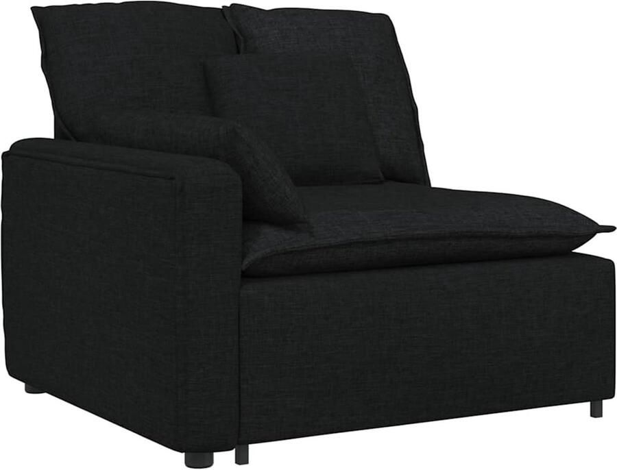 VidaXL Modulaire bank Armleuning eindmodule met kussens 100 cm zwart