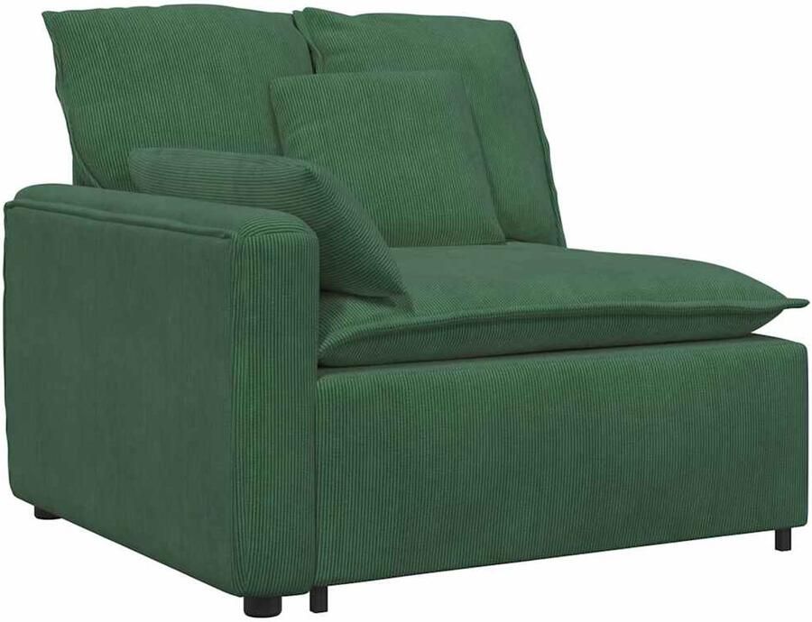 VidaXL Modulaire bank Armleuning eindmodule met kussens donkergroen 100 cm