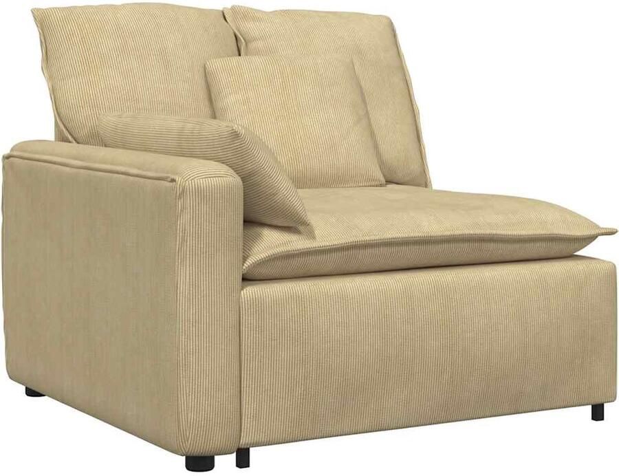 VidaXL Modulaire bank Armleuning eindmodule met kussens grijsgroen 100 cm