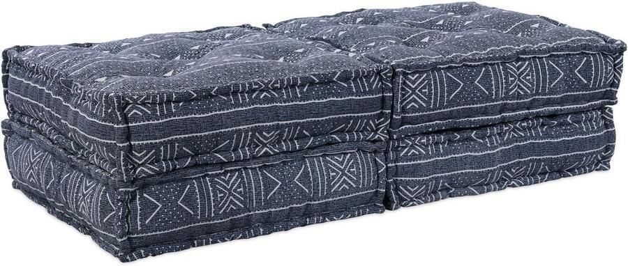 VidaXL Modulaire bank Geometrisch 2 pcs Indigo 70 x 70 x 36 cm Stof