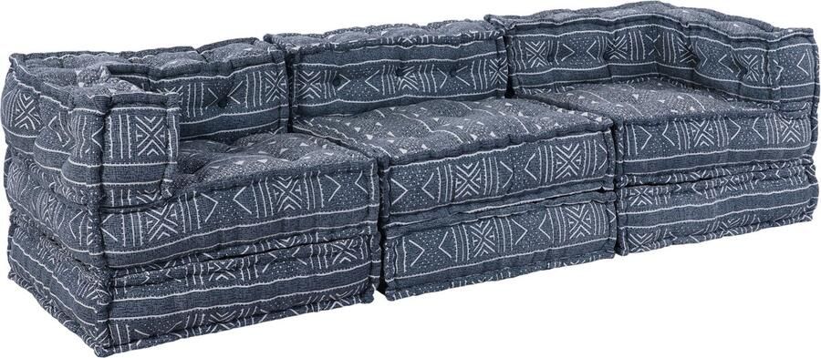 VidaXL Modulaire bank Geometrisch 3 pcs Indigo 70 x 70 x 56 cm Stof