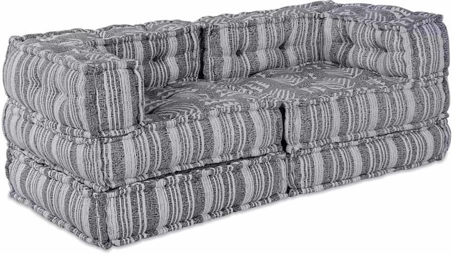 VidaXL Modulaire bank Gestreept 2 pcs Grijs 70 x 70 x 54 cm Stof