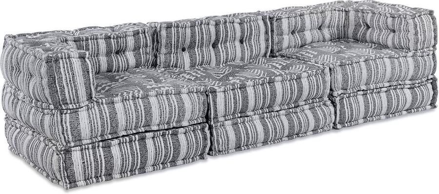 VidaXL 3-Zits Modulaire Pouffe Bank Lichtgrijs Eenvoudig Te Converteren