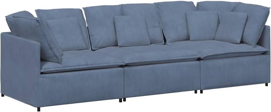 VidaXL Modulaire bank met kussens corduroy stof blauw