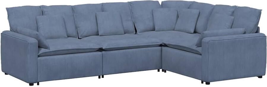 VidaXL Modulaire bank met kussens corduroy stof blauw