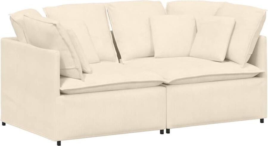 VidaXL Modulaire bank met kussens corduroy stof crèmekleurig