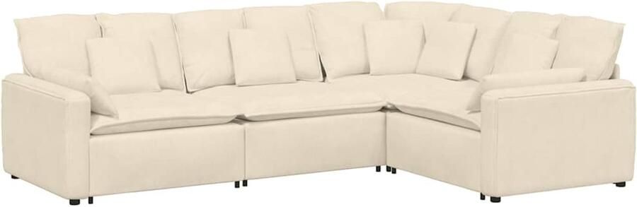 VidaXL Modulaire bank met kussens corduroy stof crèmekleurig - Foto 2