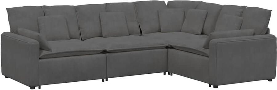 VidaXL Modulaire bank met kussens corduroy stof donkergrijs