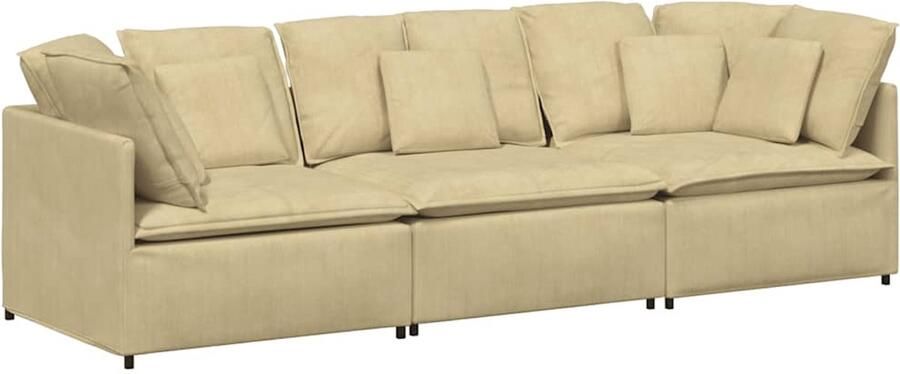 VidaXL Modulaire bank met kussens corduroy stof lichtgroen grijs - Foto 2