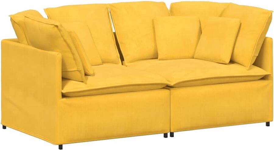 VidaXL Modulaire bank met kussens corduroy stof lichtgeel