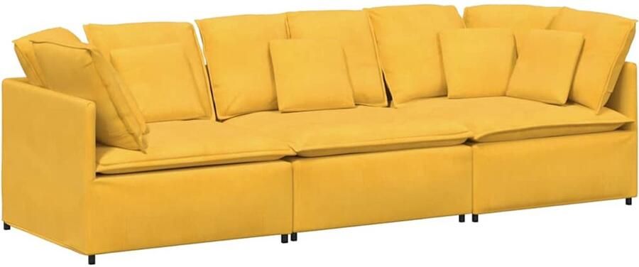 VidaXL Modulaire bank met kussens corduroy stof lichtgeel - Foto 2