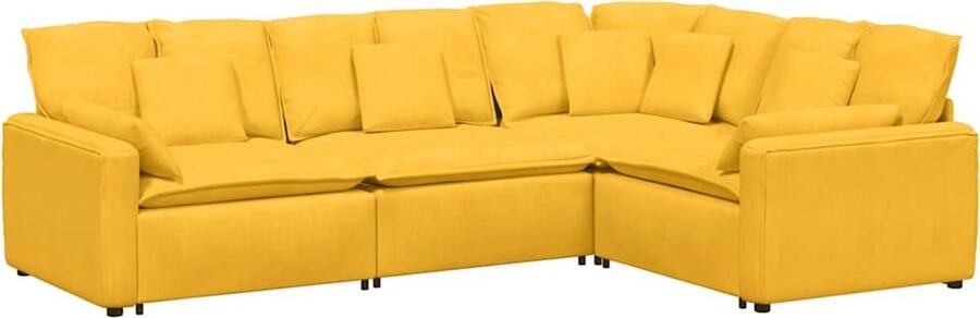 VidaXL Modulaire bank met kussens corduroy stof lichtgeel