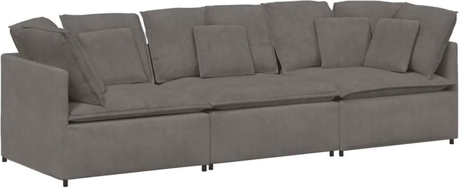 VidaXL Modulaire bank met kussens corduroy stof lichtgrijs