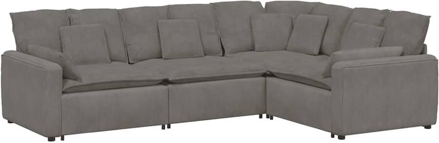 VidaXL Modulaire bank met kussens corduroy stof lichtgrijs