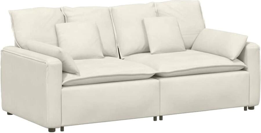 VidaXL Modulaire bank met kussens crèmekleurig