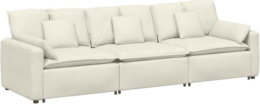 VidaXL Modulaire bank met kussens crèmekleurig