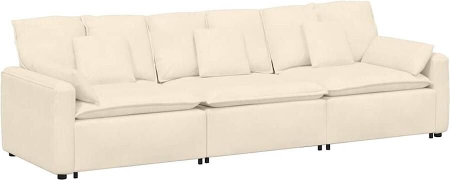 VidaXL Modulaire bank met kussens crèmekleurig