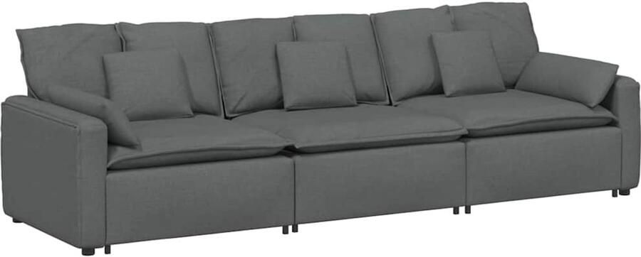 VidaXL Modulaire bank met kussens donkergrijs