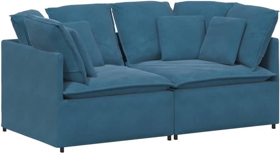 VidaXL Modulaire bank met kussens fluweel blauw