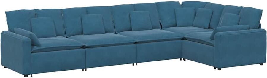 VidaXL Modulaire bank met kussens fluweel blauw