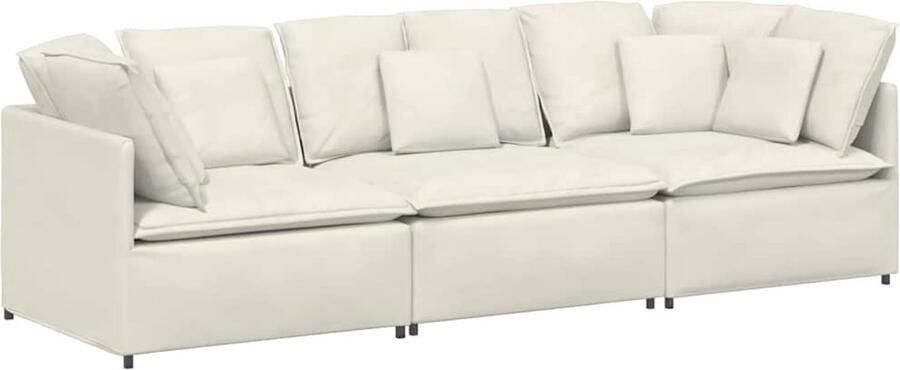 VidaXL Modulaire bank met kussens fluweel crèmekleurig