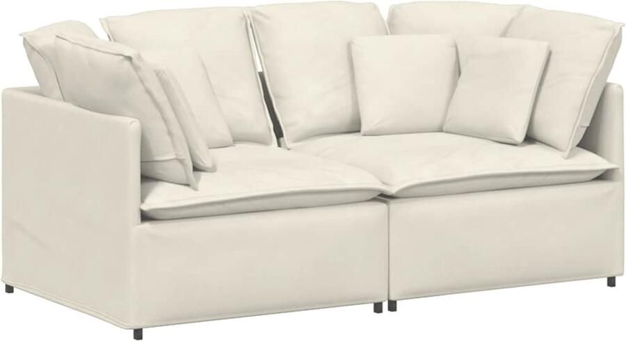 VidaXL Modulaire bank met kussens fluweel crèmekleurig - Foto 3