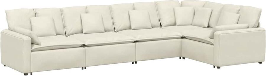 VidaXL Modulaire bank met kussens fluweel crèmekleurig