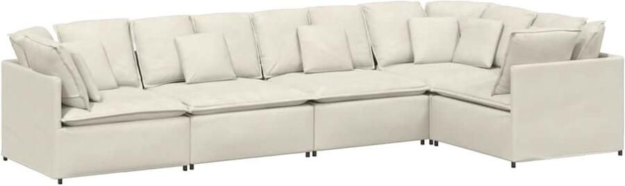 VidaXL Modulaire bank met kussens fluweel crèmekleurig - Foto 2