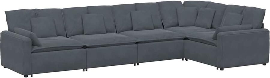 VidaXL Modulaire bank met kussens fluweel donkergrijs