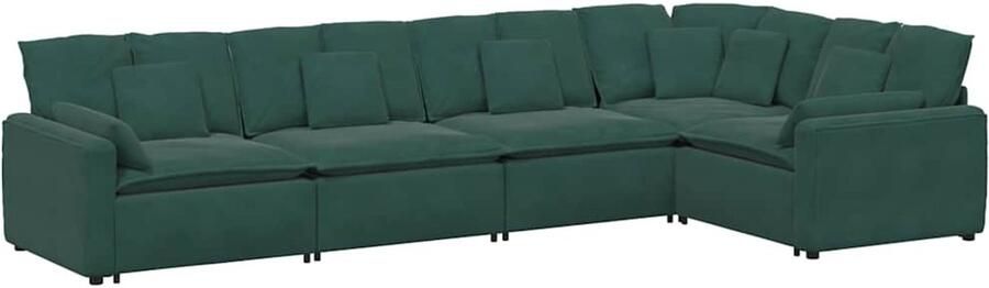 VidaXL Modulaire bank met kussens fluweel donkergroen