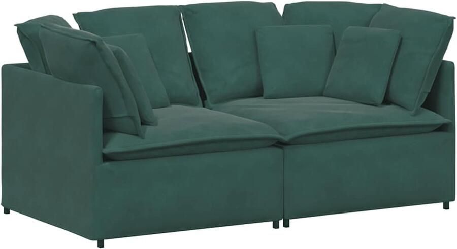 VidaXL Modulaire bank met kussens fluweel donkergroen